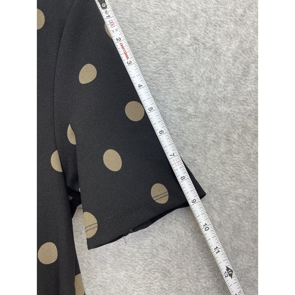 ZARA Women's Blouse Short Sleeve Polka Dot Peplum Black Brown Size Medium - Picture 4 of 8